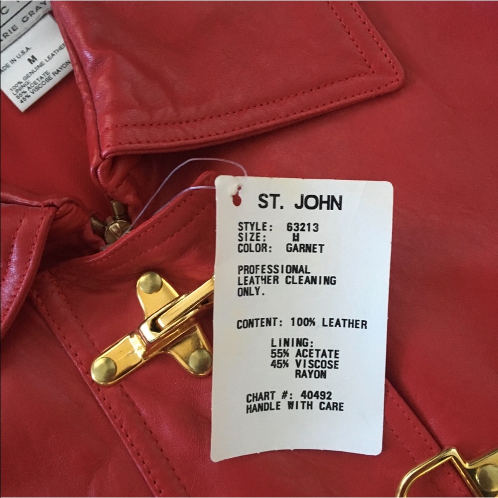 Vintage 90’s ψ St John Collection ψ Nautical Leather Jacket ψ Gold Logo Hardware - Picture 5 of 16
